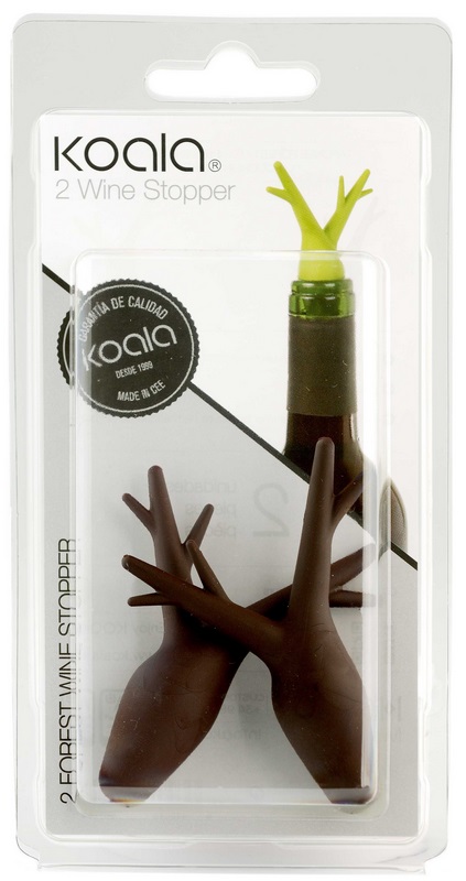 Set de 2 Bouchons hermétiques tout type de bouteille Marron 6632MM01