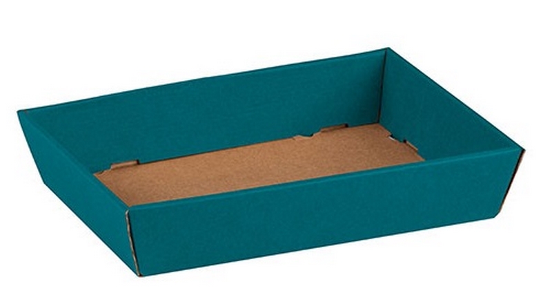 Corbeille carton kraft rectangle Bleu livrée à plat MM, colisé par 50
