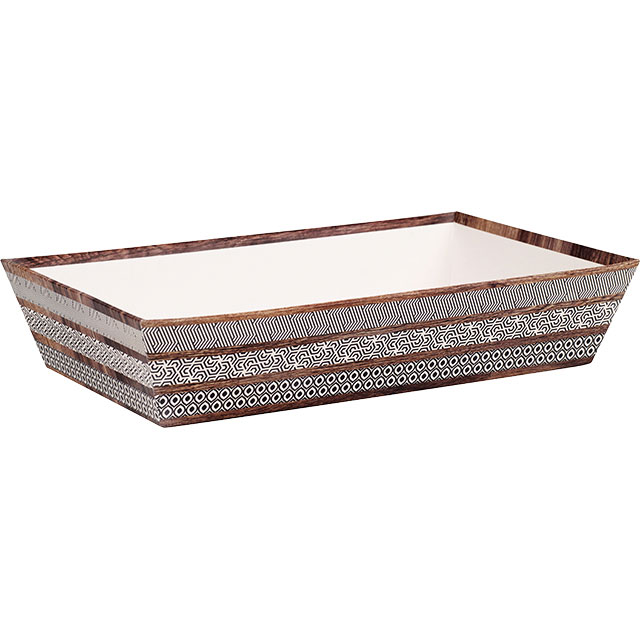 E1064 Corbeille carton rectangle marron effet bois 330x200x70 mm colisé par 24