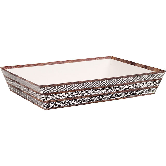E1065 Corbeille carton rectangle marron effet bois 360x270x70 mm colisé par 24