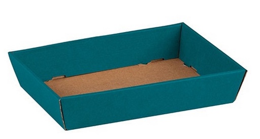 [EMB-BAM-CV510M-B] Corbeille carton kraft rectangle Bleu livrée à plat MM, colisé par 50