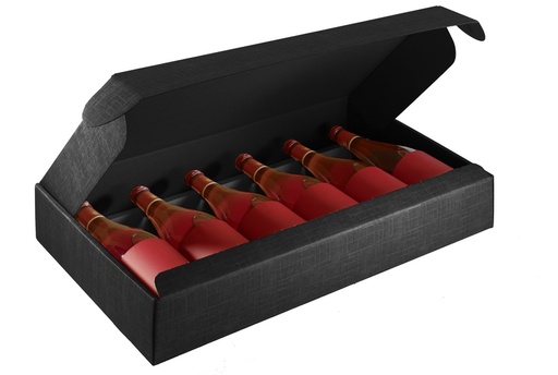 [EMB-1426] 1426 Coffret Scala noir pour 6 b, pour bouteilles 90/360 mm (6x1) colisé par 30