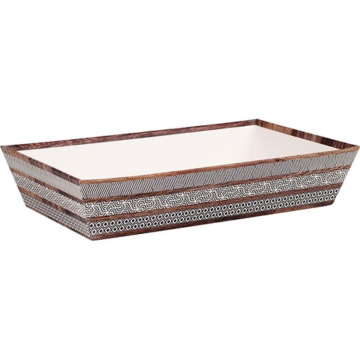 [EMB-BAM-TR104M] Corbeille carton rectangle marron effet bois/motifs 33x20x7 cm colisé par 24