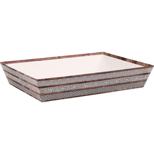 [EMB-BAM-TR105G] E1065 Corbeille carton rectangle marron effet bois 360x270x70 mm colisé par 24