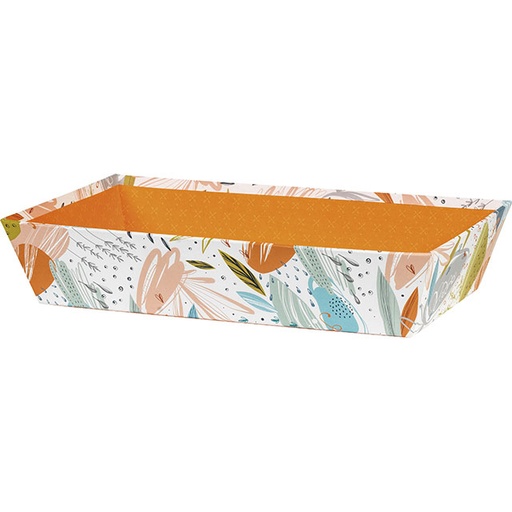 [EMB-BAM-TR125G] Corbeille carton rectangle orange/fraîcheur 36x27x7 cm colisé par 24