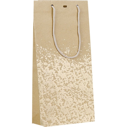 [EMB-BAM-SB128-3B] Sac papier kraft 3 bouteilles décor dorure à chaud or poignées corde or oeillet ferm. 27x9x39 cm colisé par 24