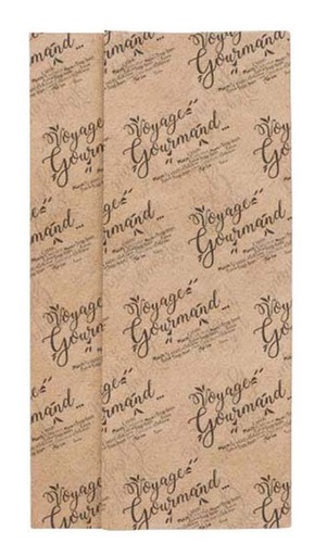 [EMB-BAM-ACC22VG] Papier de soie coloris blanc/or décor Voyage Gourmand - 23.100 Liasse indivisible de 240 feuilles 50x75 cm